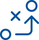 Icon of an circle with an arrow pointing up past X