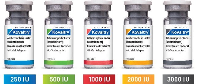 Información de posología de KOVALTRY®, Antihemophilic Factor (Recombinant) – Tamaños de viales