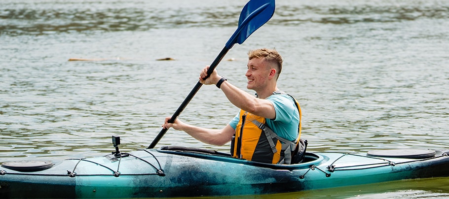 Hemophilia A patient, Zach Mullins, kayaking
