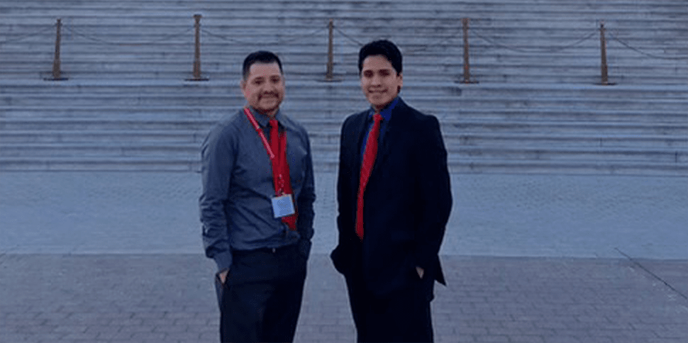 Hemophilia A Patient, Daniel Cruz, smiling with his father